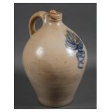 ANTIQUE STONEWARE JUG COBALT BLUE DECORATION