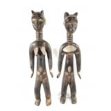 (2) MALE FEMALE AFRICAN SCULPTURES