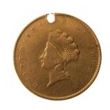 US 1854-56 $1 INDIAN LIBERTY HEAD GOLD COIN