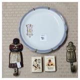 Aunt Jemima Plate, Matches, Cast Iron Hanger