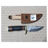 6 1/4" L Damascus Steel Knife w/ sheath