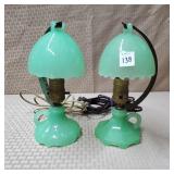 Lot of 2 Vtg Jadeite Night Lamps