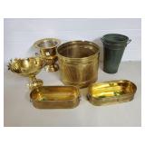 Brass Ice Bucket, Buckets, Planters Lot