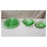 Lot of Vaseline Depression Glass