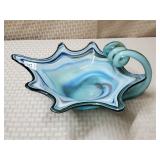 Vintage Hand Blown Swirl Art Glass Dish