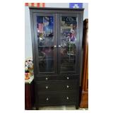 Black Cabinet w/ Glass Doors & Drawers