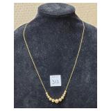 24" Long 14k Gold Beaded Necklace & Chain