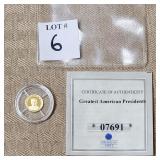 American Mint .5 Gram 14k JFK Gold Round