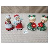 Lefton Santa & Mrs. Claus Shakers & Japan Girls