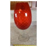 18" Tall Red Vase Clear Foot