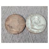 2- Ben Franklin Half Dollars