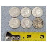 6- Silver Washington Quarters