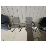 4 PATIO CHAIRS & 3 SIDE TABLES