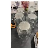 5 CONTEMPORARY CRACKER JARS W/ LIDS