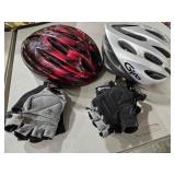 2 - ADULT BICYCLE HELMETS & GLOVES