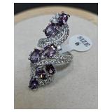 .925 AMYTHEST COLOR GEMSTONE & CZ RING SIZE 6