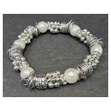 PEARL AND SILVER FASHION BRACELET