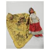 VINTAGE MEXICO TOURIST DOLL & WESTERN SILK SCARF