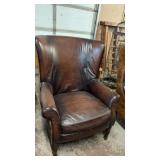 BERNHARDT FURNITURE LEATHER & COWHIDE WINGBACK