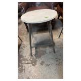 MARBLE TOP INDUSTRIAL STYLE TABLE W/ METAL BASE