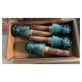 4 BLUE GLASS INSULATORS