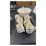 EGG NOG SET BOWL, LADLE & 12 CUPS