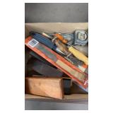 BX W/ SHARPENING STONE, PUTTY KNIVES, NIPPERS,