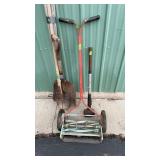 PUSH MOWER, POST HOLD POUNDER, SHOVEL & PITCH