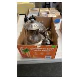 2 SILVER TEAPOTS & SUGAR DISH