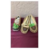 BEADED MOCCASINS & NEEDLEPOINT SHOE & DOLL