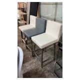 2 WHITE & 1 GRAY SWIVEL BAR STOOLS