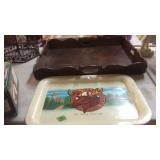 VINTTAGE MOOSE LODGE TRAY & WOODEN SERVING