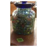 JAR OF VINTAGE MARBLES