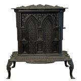 GOTHIC CAST IRON CHAMBER STOVE BY GEER & BOSWORTH