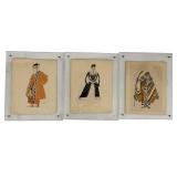 3 WATERCOLOR COSTUME DESIGNS BY BAKST FOR BALLET