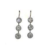 EDWARDIAN TRIPLE GRADUATED DIAMOND DROP EARRINGS