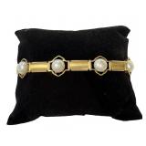 GOLD & MABE PEARL BRACELET MARKED 14KT, ITALY