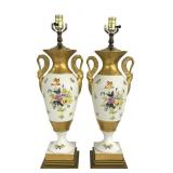 PR OF 20THC. OLD PARIS PORCELAIN (VASES) LAMPS