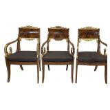 3 RUSSIAN PARCEL GILT ARM CHAIRS