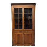 19THC. GLAZED DOOR AMERICAN CORNER CUPBOARD