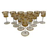 SET OF 12 BOHEMIAN GLASS STEMMED WINE GOBLETS