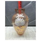 Hand painted crackle glass vase