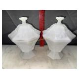 Pair of milk glass candy stands