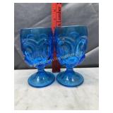 Pair of blue moon and star goblets