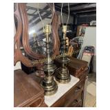 Pair of heavy brass vintage lamps