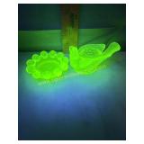 2 Boyd uranium glass candle holders