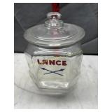 Vintage Lance store snack jar with lid-inside rim