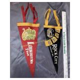 2 vintage felt pennants