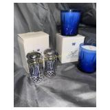 Royal Sapphire pair of candles and shakers