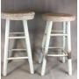 Two Blue Primitive Stools